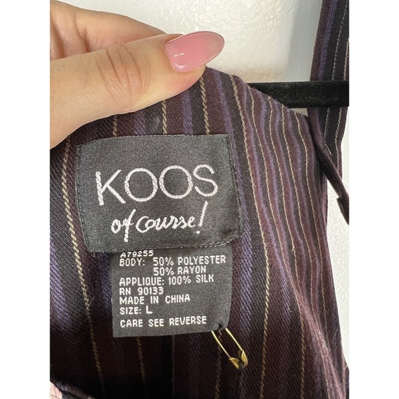 NEW KOOS Of Course Mixed Print Dress Size L Overalls Smock Floral Art to Wear - Picture 8 of 10